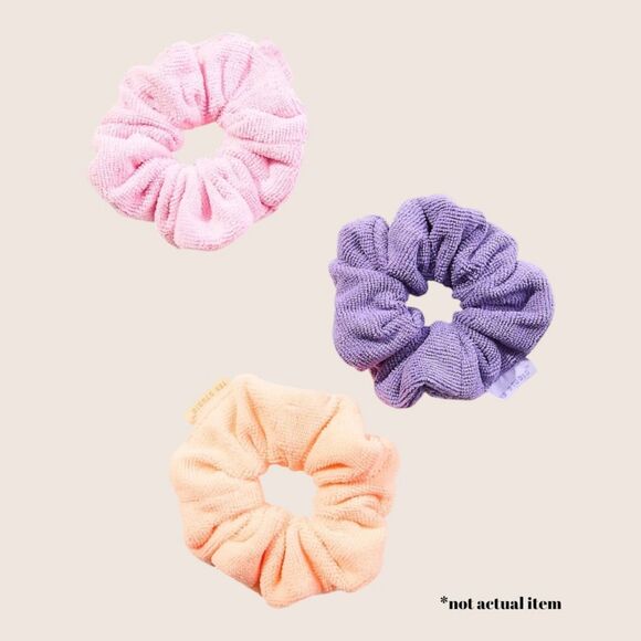 🧖‍♀️ ANTHRO YES STUDIO WHAT BAD HAIR DAY TERRY CLOTH TOWELING SCRUNCHIES x3 NWT - Picture 1 of 5